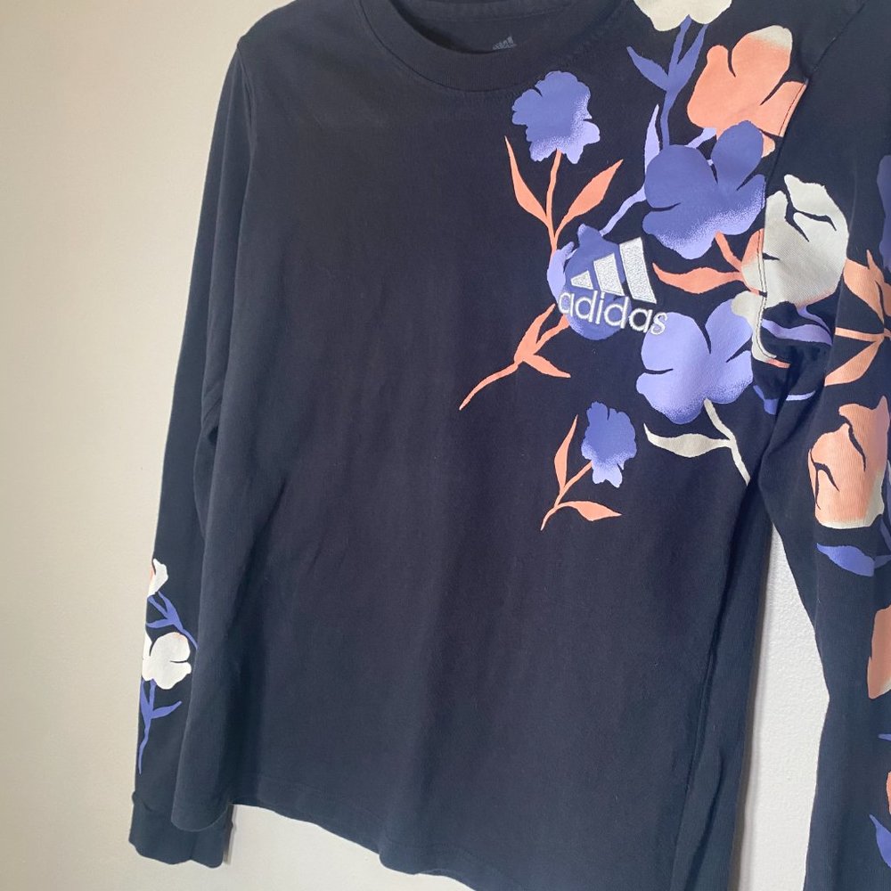 Adidas Floral Long Sleeve T-Shirt - Picture 3 of 5